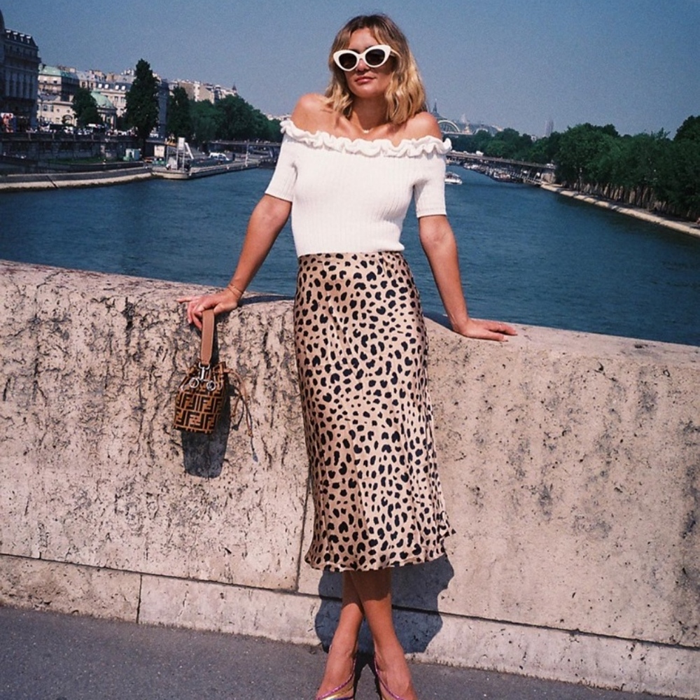 Réalisation "The Naomi" Silk Leopard Skirt NWT SM